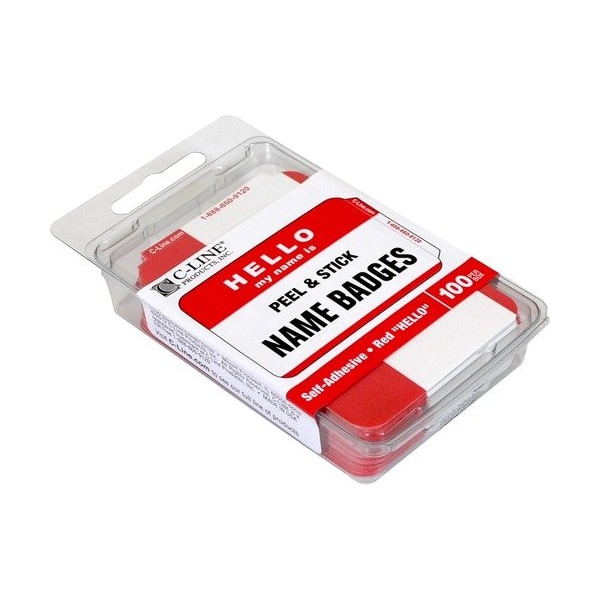C-Line Products HELLO MY NAME IS BADGE, 3-1/2X2-1/4in, 100PK CLI92234 - main